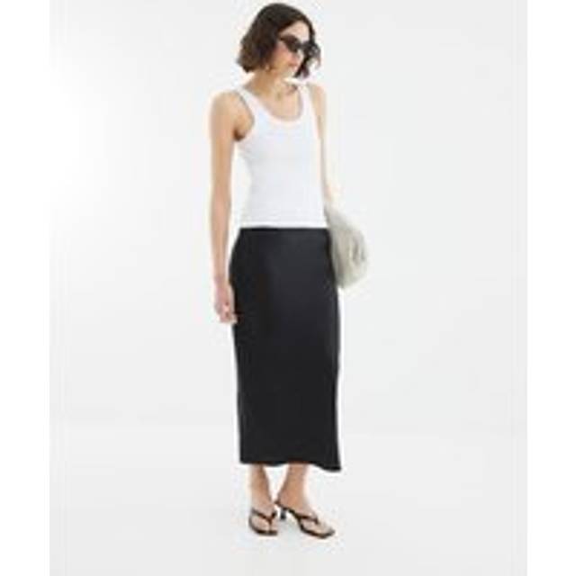 River Island Womens Black Satin Midi Skirt - 20