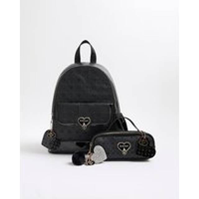 River Island Girls Black Heart Lock Backpack Bundle Bag - One Size