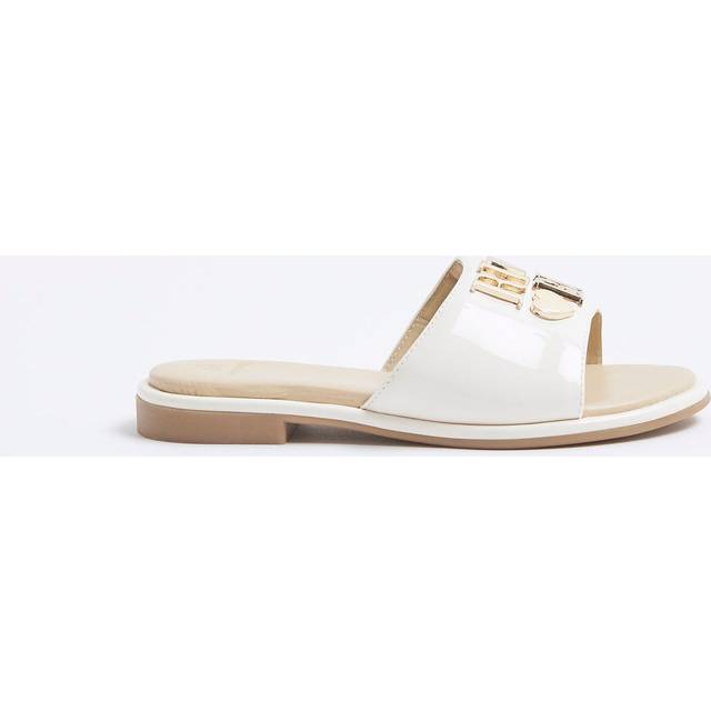 River Island Girls Cream Girls Heart Trim Flat Sandals - c11