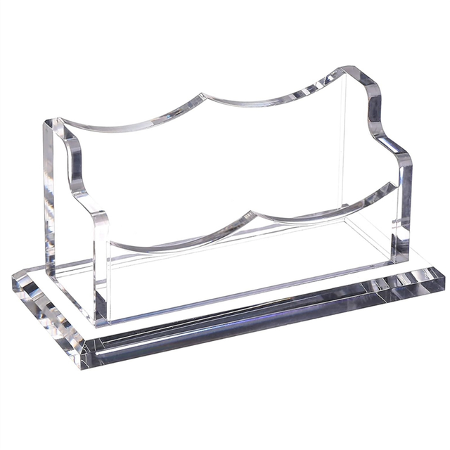 Clear Horizontal Business Card Holder Stand for Desk, Acrylic Desktop Display Name Cards Holders Organizer Storage Rack