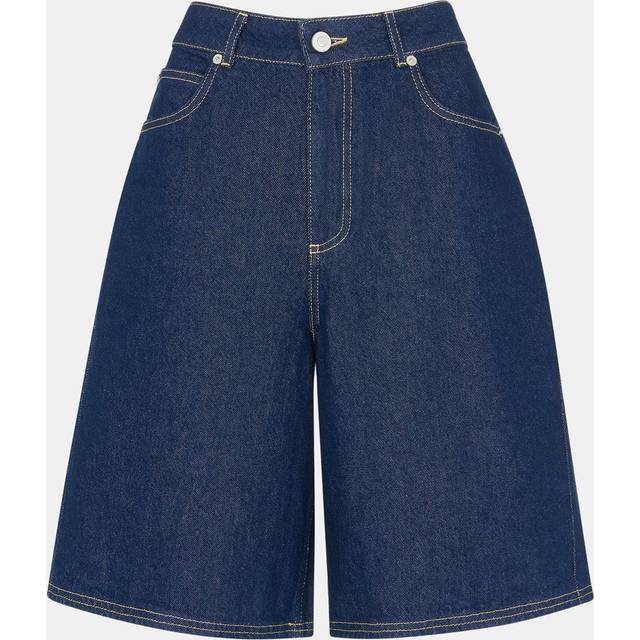 Whistles Authentic Knee Length Denim Shorts, Dark Blue