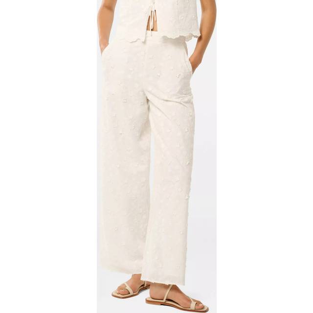 Forever New Daisy Broderie Anglaise Wide Leg Trousers, Porcelain