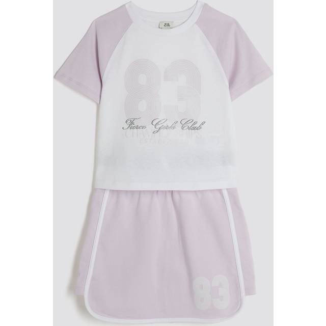 River Island Girls Purple Top And Runner Skirt Set - 9-10 Yrs