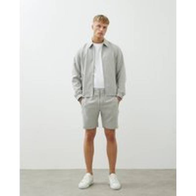 Mens River Island Grey Slim Fit Pinstripe Shorts - XL