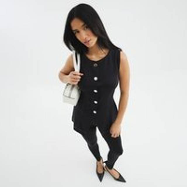 River Island Womens Petite Black Top Stitch Waistcoat - 6