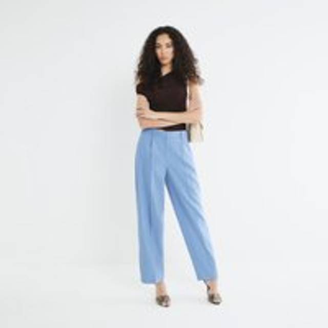 River Island Womens Blue Slim Fit Barrel Leg Trousers - 6