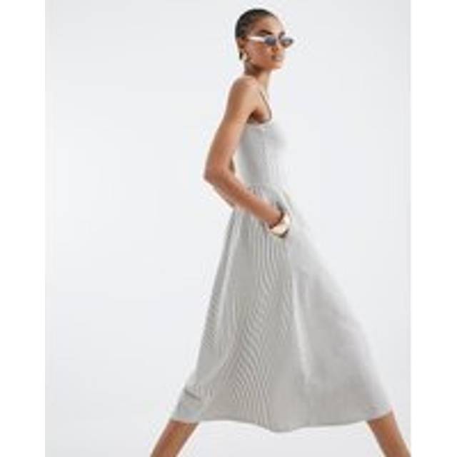 River Island Womens Black Sleeveless Stripe Midi Dress