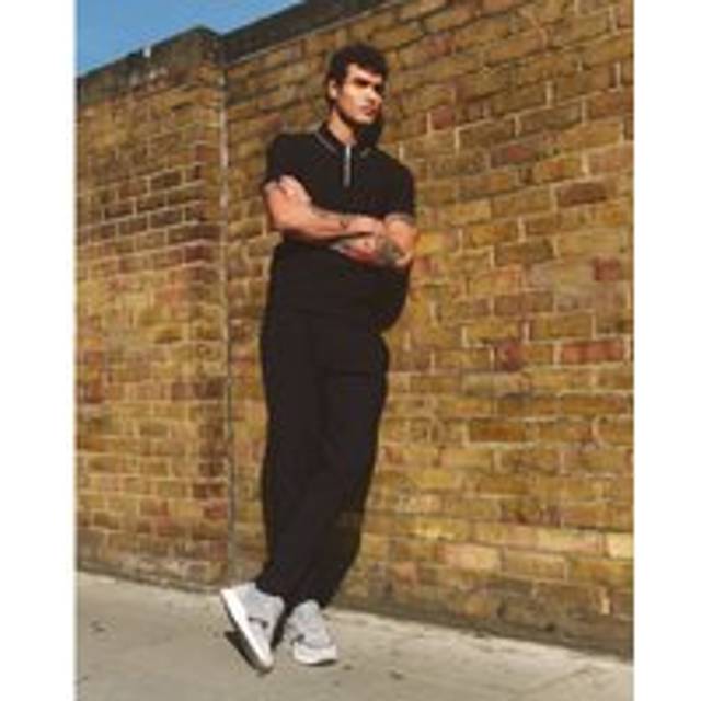 Mens River Island Black Skinny Fit Ribbed Joggers