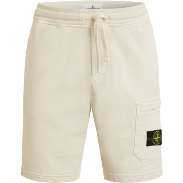 STONE ISLAND Logo Cotton Shorts - Beige