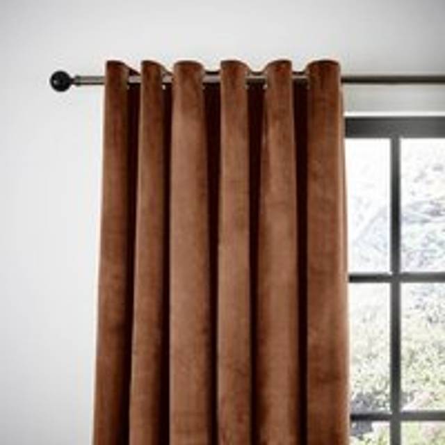Recycled Velour Eyelet Curtains - Chestnut