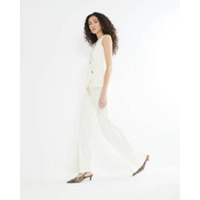 River Island Womens Cream Wide Leg Flare Trousers - 14