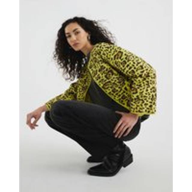 River Island Womens Yellow Quilted Leopard Print Jacket - S