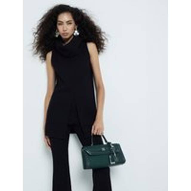 River Island Womens Black Sleeveless Jumbo Roll Neck Top - L