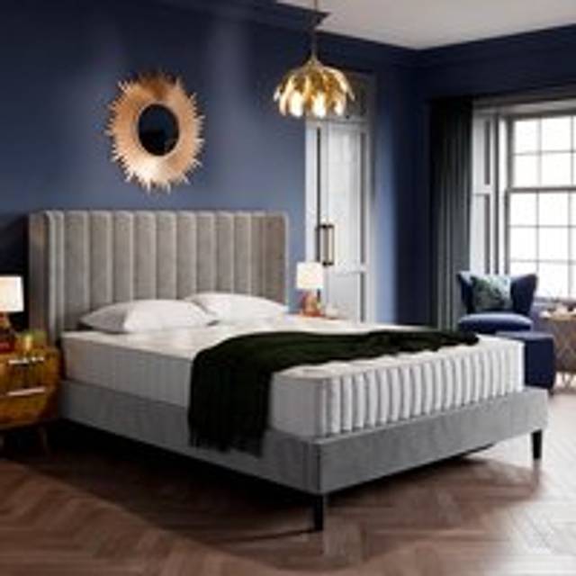 Alara Pleated Ottoman Bed Frame, Velvet - Grey