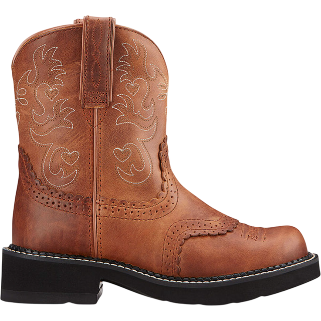Women's leather western boots Ariat Fatbaby Saddle - Marron