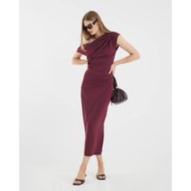 River Island Womens Purple Asymmetric Draped Wrap Midi Dress - L