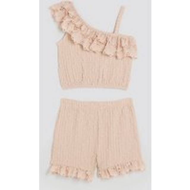 River Island Girls Beige Lace Asymmetric Cami Top Set - 5-6 Yrs