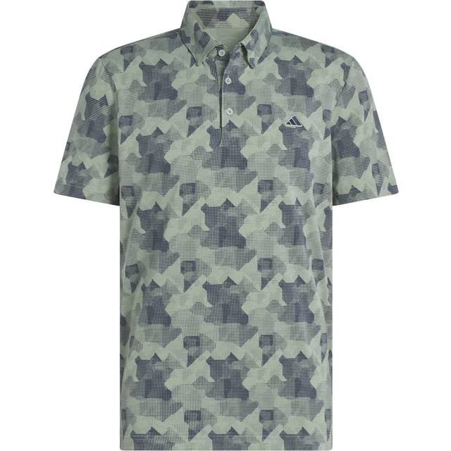 adidas Mens Go-To Printed Golf Polo Shirt - Silver Green - Medium