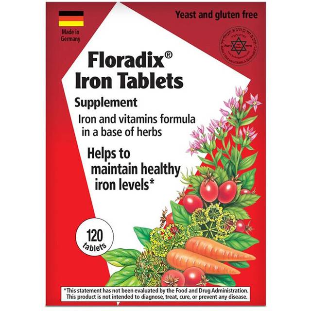 Floradix Iron + Herbs - Iron and Vitamin Tablets, Gluten-free Yeast-free Support Healthy Iron Levels 120 Tablets