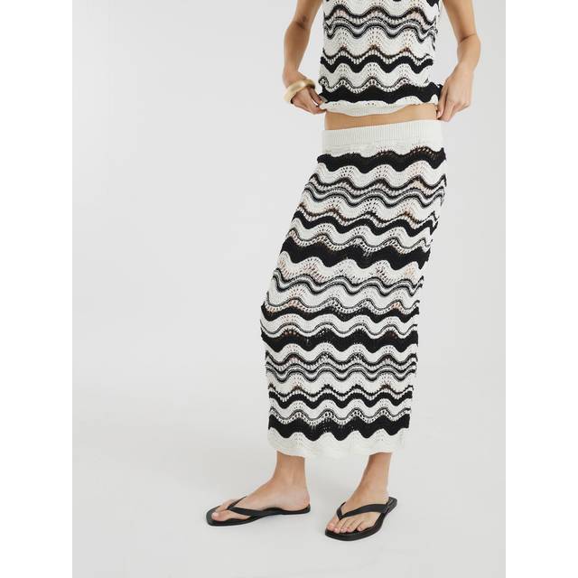 River Island Womens Black Chevron Knit Maxi Skirt