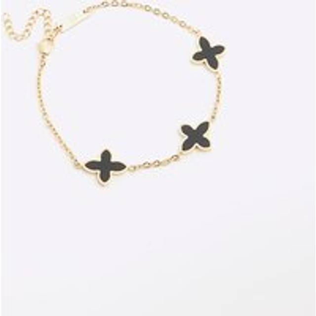 Mens River Island Black Petal Charm Bracelet - One Size
