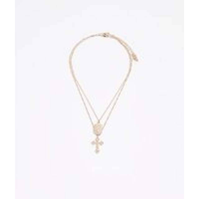 Mens River Island Gold Saint Cross Necklace - One Size