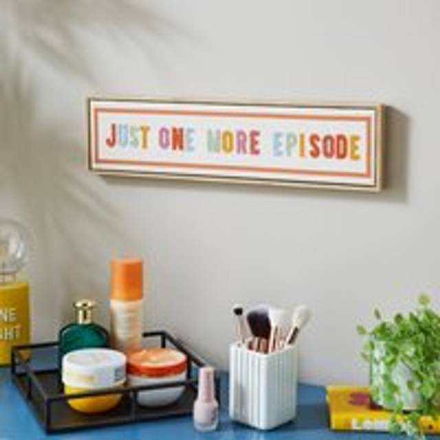Just One More Episode Embroidered Framed Canvas - Multicolor