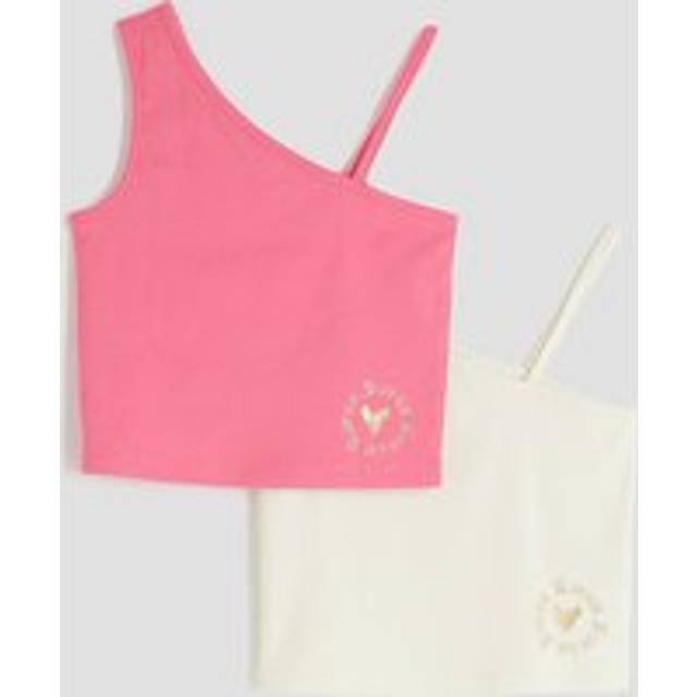 River Island Girls Pink 2 Pack One Shoulder Tank Tops - 11-12 Yrs