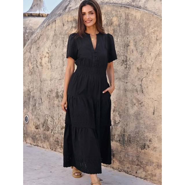 Aspiga Sienna Broderie Anglaise Dress, Black