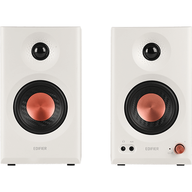 Edifier MR3 - Kompakta studiohögtalare 2.0, Hi-Res ljud, Bluetooth V5.4, fysiska kontroller, RCA, AUX, mobilapp, 2 x 18 W, vit