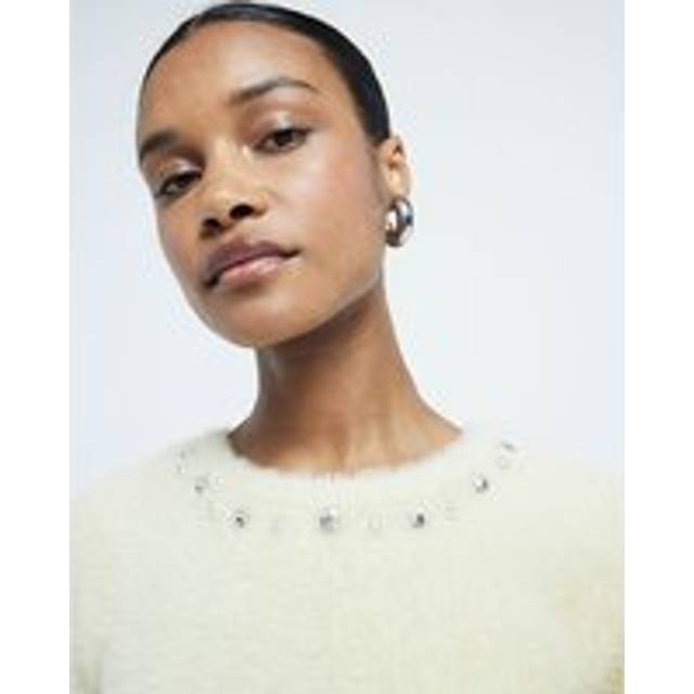 River Island Womens Yellow Fluffy Knit T-Shirt