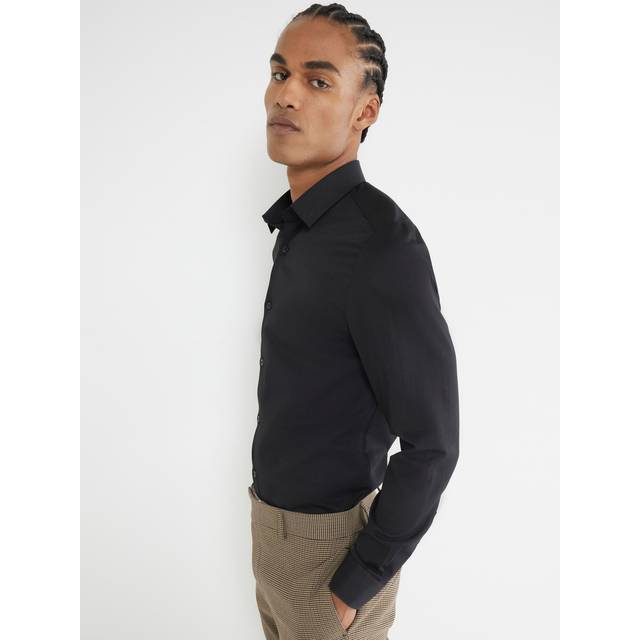 Mens River Island Black Premium Long Sleeve Formal Shirt - XL