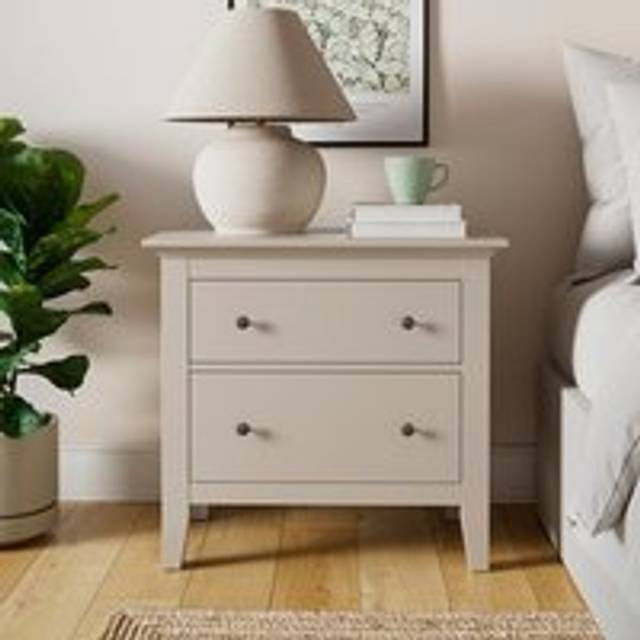 Lynton 2 Drawer Wide Bedside Table - Natural