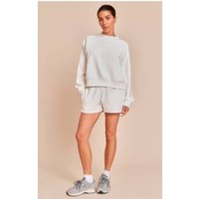 Petite Cream Elasticated Waist Sweat Shorts, White - L