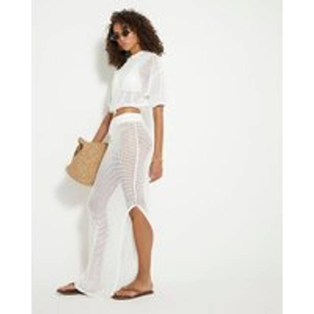 River Island Womens Cream Crochet Maxi Beach Skirt - L