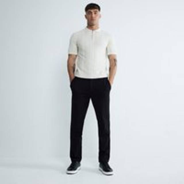 Mens River Island Black Slim Fit Pull On Twill Joggers - 26R