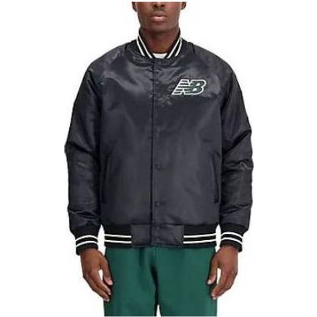 New Balance Athletics Varsity Satin Bomber Jacket 'Black' MJ33550-BK - L