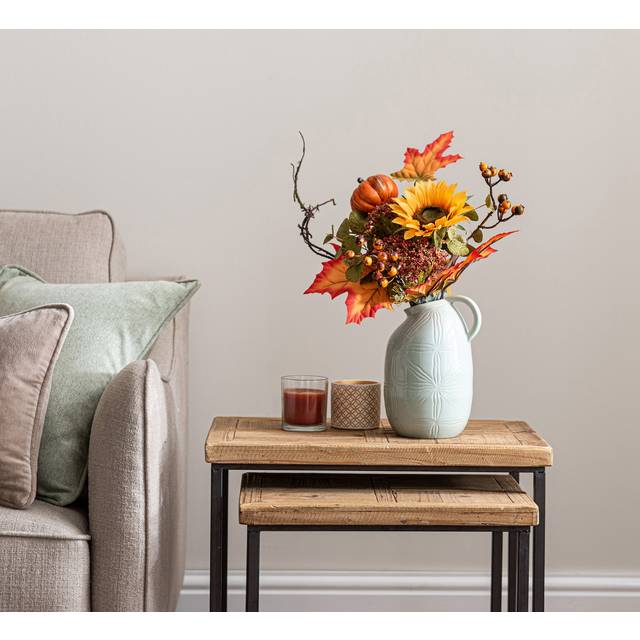 Artificial Autumn Sunflower Bouquet in Ceramic Plant Pot - Orange