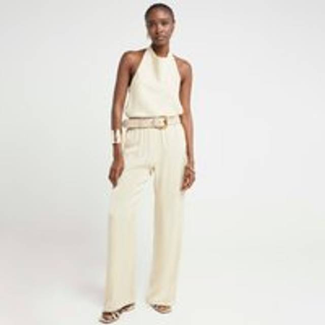 River Island Womens Beige Satin Halter Neck Top - 8