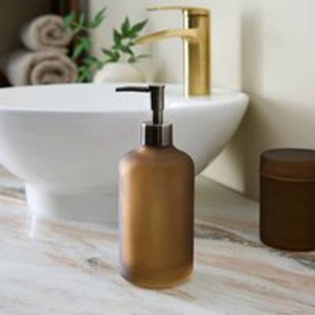 Hotel Small Glass Soap Dispenser - Brown