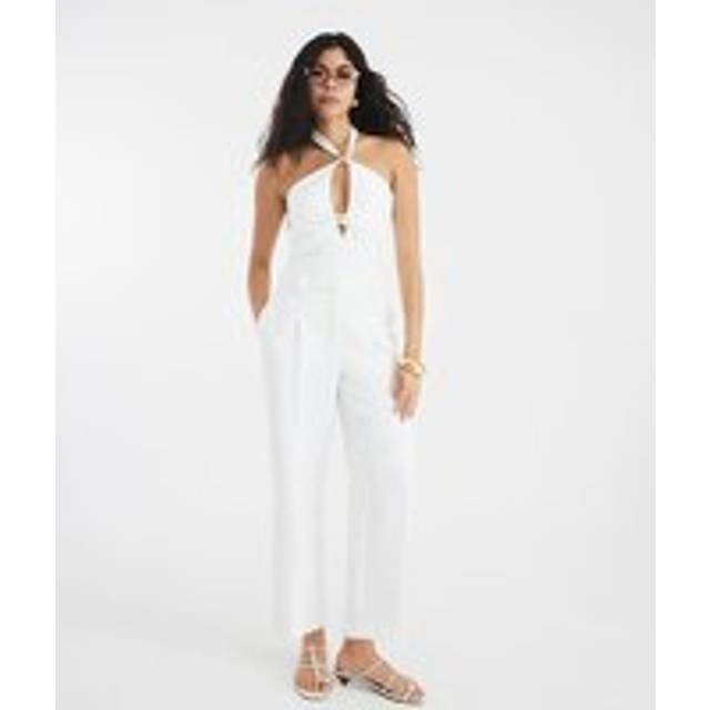 River Island Womens White Tapered Straight Leg Trousers - 16