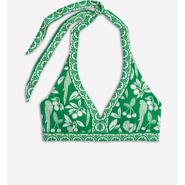 Boden Ios Floral V-Neck Bikini Top, Emerald/Multi