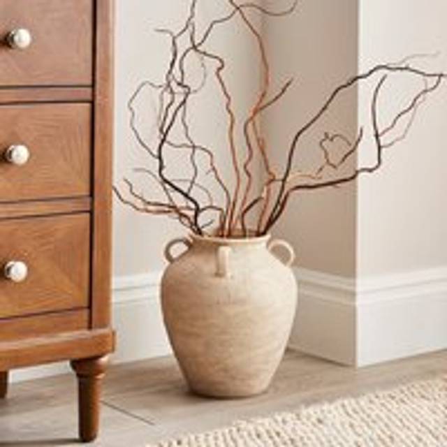 Textured Ceramic Urn Vase - Natural
