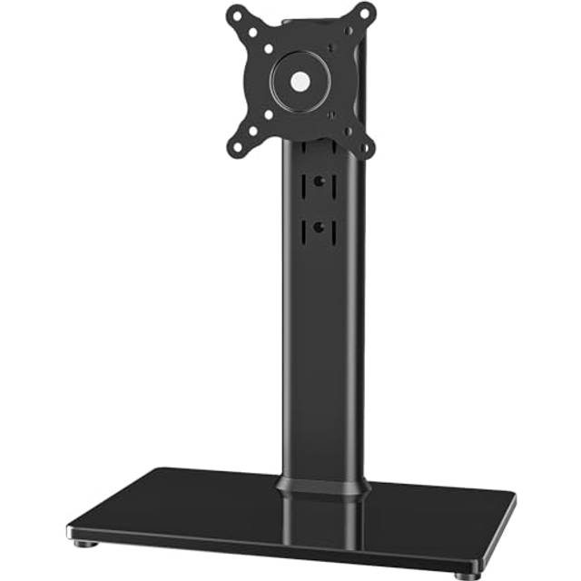 Single LCD Computer Monitor Free-Standing Desk Stand Riser for 13 inch to 32 inch Screen with Swivel, Height Adjustable, Rotation, Holds One (1)