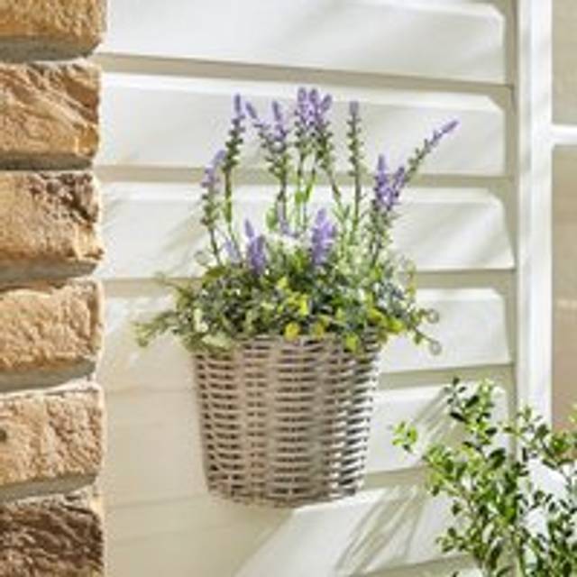 Artificial Lavender in Wall Mounted Planter - Purple