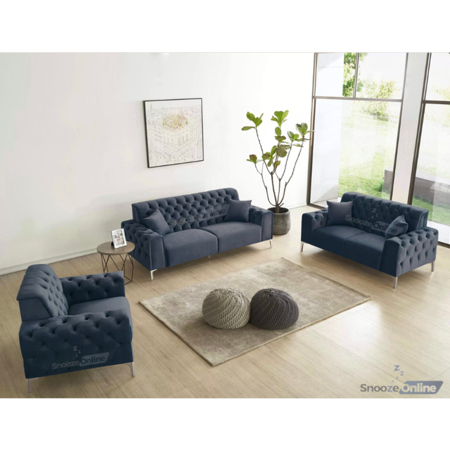 (Space Grey Velvet, Aramchair) Snooze Online Chesterfield 3 and 2 Seater Sofa Sets Plush Velvet Sofas Aramchair For Living Room