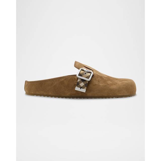 Burberry Check Suede Urchin Clogs - 37