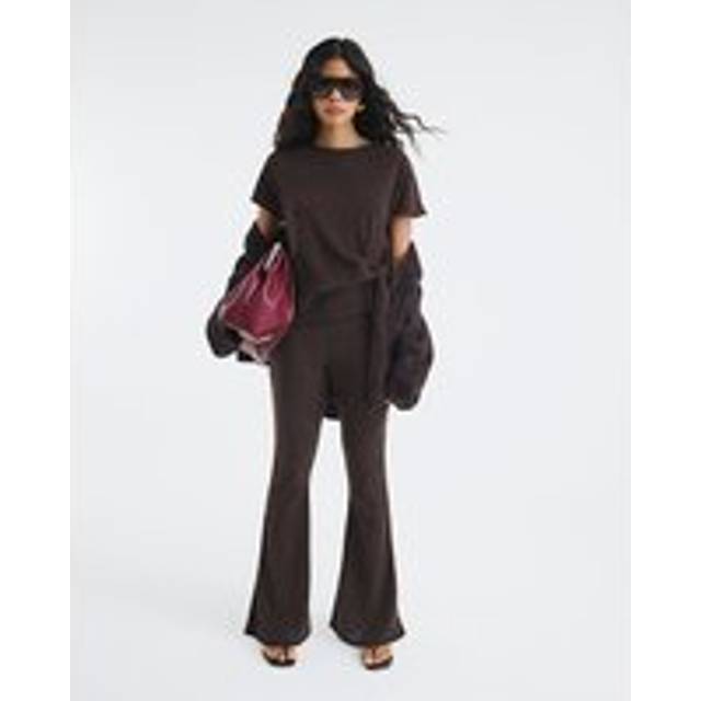 River Island Womens Brown Ribbed Flared Trousers - L