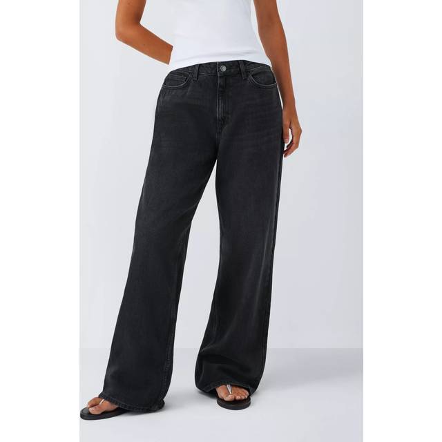 John Lewis ANYDAY Mid Rise Wide Leg Jeans, Black Wash