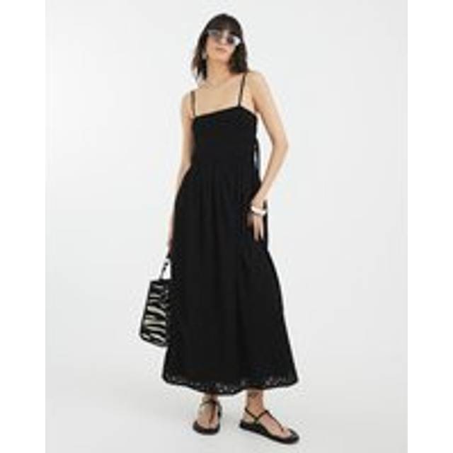 River Island Womens Black Broderie Tie Detail Midi Dress - 6